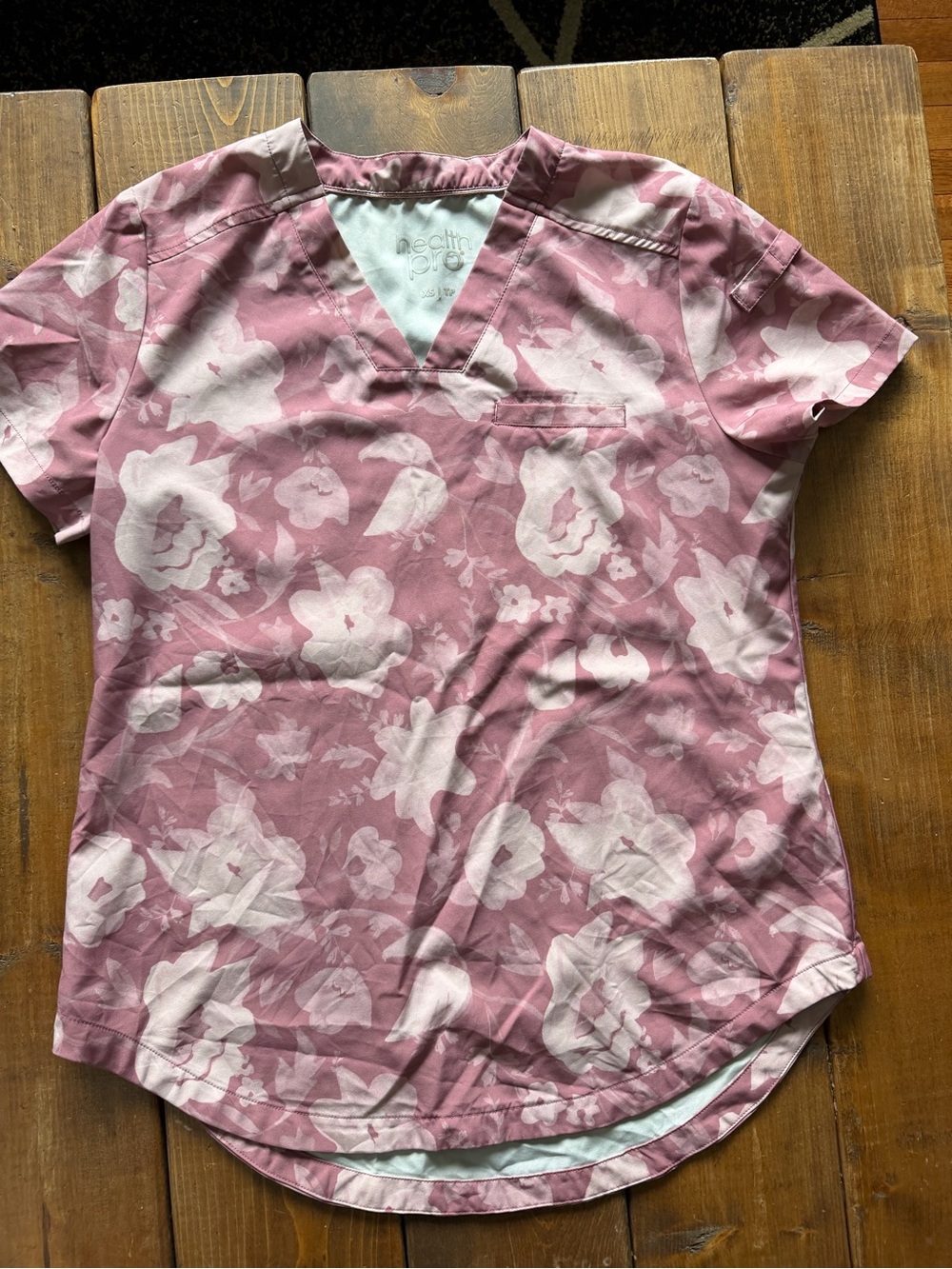 Women’s Floral V-Neck Scrub Top - Dusty Rose